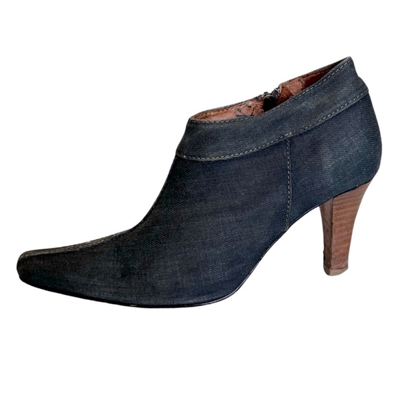 ZARA • Elegant Dark Blue Distressed Jean Material Ankle Booties Boot Shoes - Picture 7 of 13